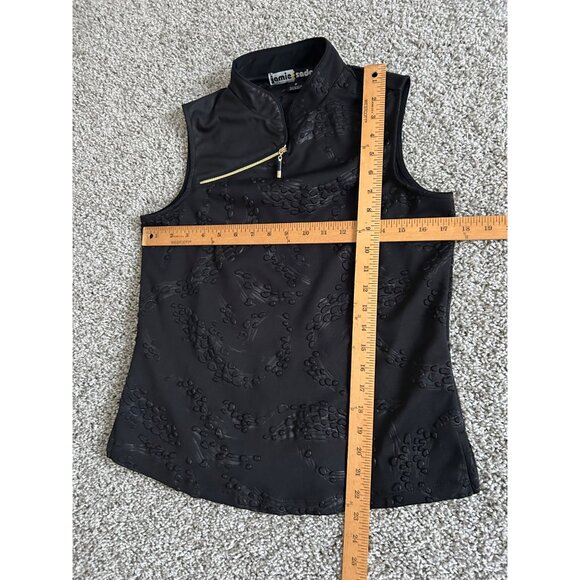 Jamie Sadock Womens Sz M Black Sleeveless Mock Neck Textured Top W/ Gold Zipperr - Picture 5 of 10